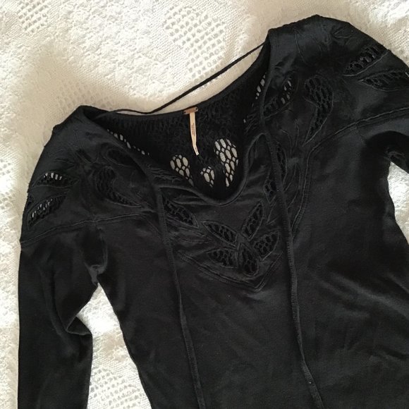 Free People Lace Patchwork Long Sleeve Shirt - Picture 2 of 7